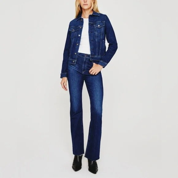 AG Mya Classic Fit Button Down Jean Denim Jacket in Easy Street Dark Wash size M - Picture 12 of 13